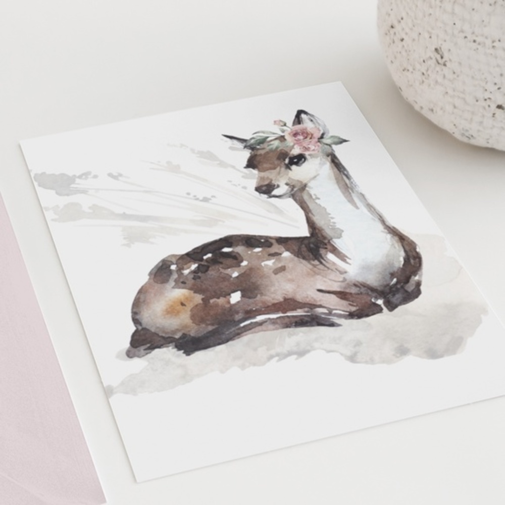 Watercolor Deer Portrait Wall Art Illustration Print Poster Unframed - Picture 9 of 11